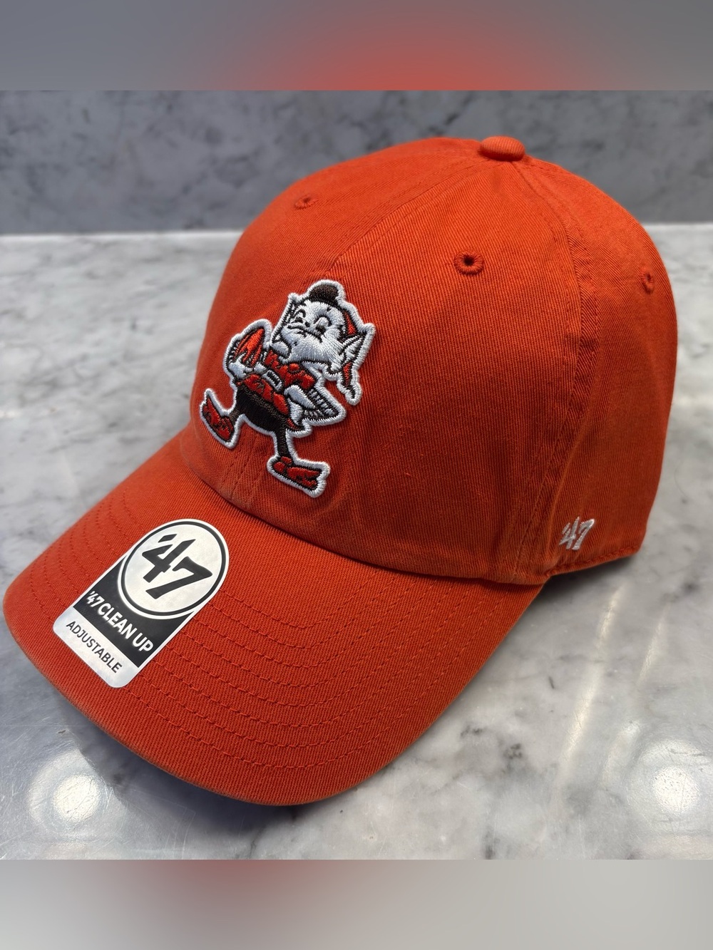 Cleveland Browns '47 Brand NFL Clean Up Adjustable Hat Orange Brownie The Elf
